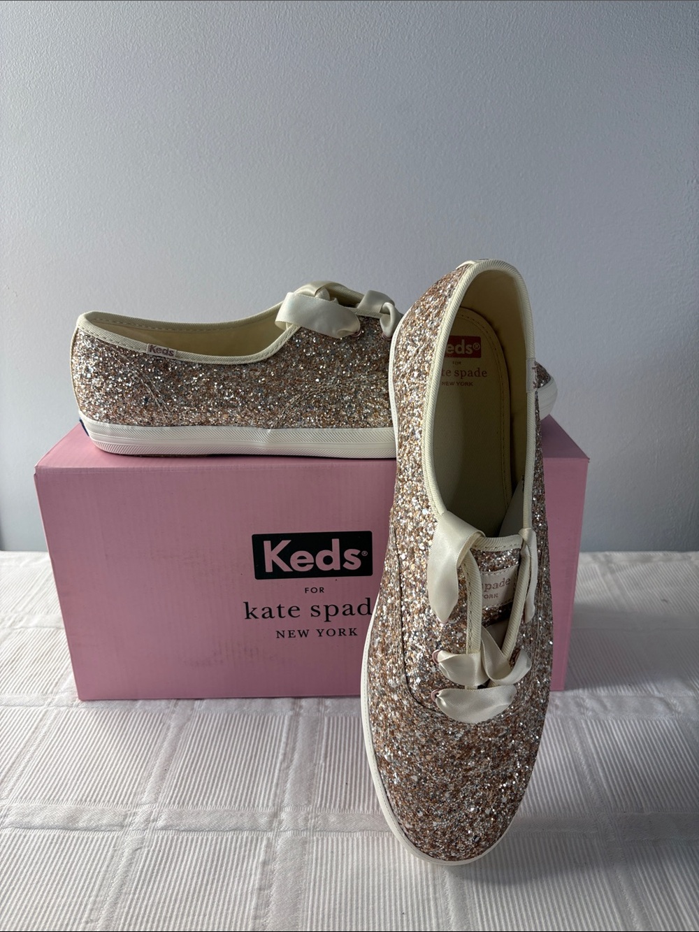 Kate Spade New York Keds Champion Multi Glitter Champagne Sneakers 11W